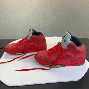 Nike Air Jordan 5 Retro Red Suede GS Size 6.5Y Basketball Shoes 440888-602 Air Jordan 5 Retro GS Red Suede Black 440888-602 Size 6.5Y  main image 2